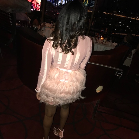 pretty little thing pink feather dress
